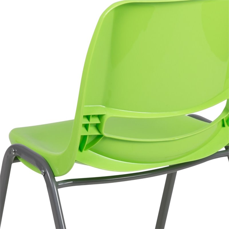 Bowery Hill Contemporary Plastic Stack Chair In Green Finish