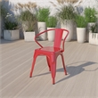 Bowery Hill Industrial Metal Stackable Dining Arm Chair in Red