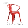 Bowery Hill Industrial Metal Stackable Dining Arm Chair in Red