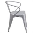 Bowery Hill Industrial Metal Stackable Dining Arm Chair in Silver