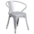 Bowery Hill Industrial Metal Stackable Dining Arm Chair in Silver