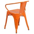 Bowery Hill Industrial Metal Stackable Dining Arm Chair in Orange