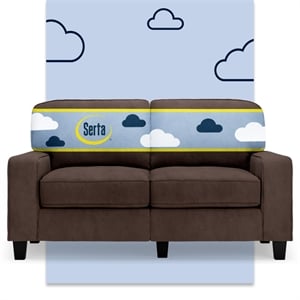 Bowery Hill 61&quot Track Arm Sofa Loveseat with Removable Covers Dark Brown