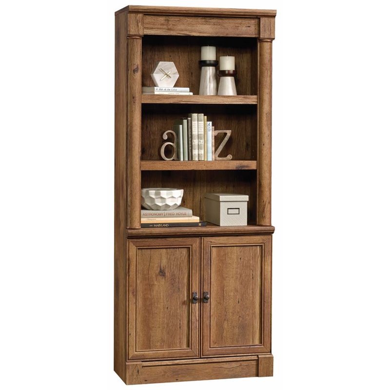Bowery Hill Traditional Engineered Wood 3-Shelf Bookcase in Vintage Oak