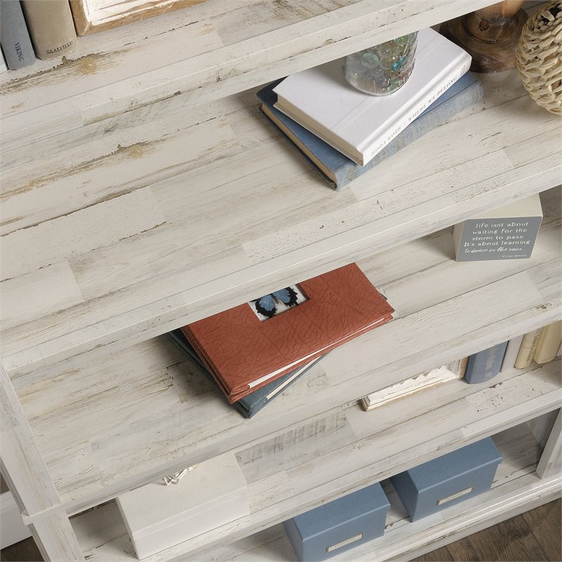 Bowery Hill Modern Engineered Wood 5-Shelf Bookcase in White Plank