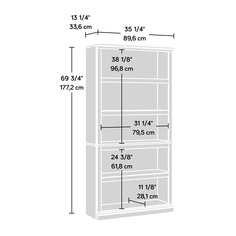 Bowery Hill Modern Engineered Wood 5-Shelf Bookcase in White Plank