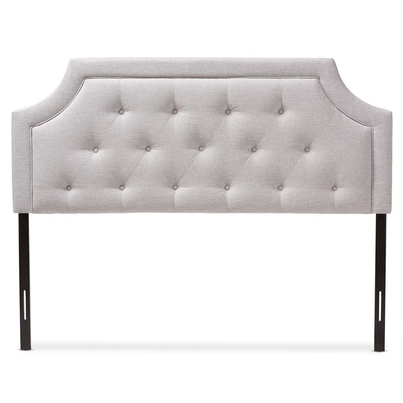 Bowery Hill Contemporary Fabric Tufted Full Headboard in Grayish Beige