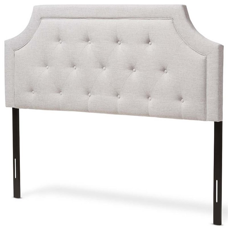 Bowery Hill Contemporary Fabric Tufted Full Headboard in Grayish Beige