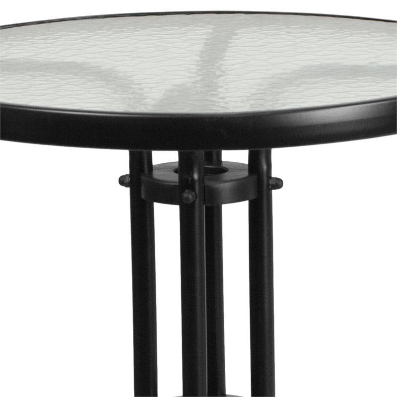 Bowery Hill Contemporary 3 Piece Round Patio Bistro Set in Black