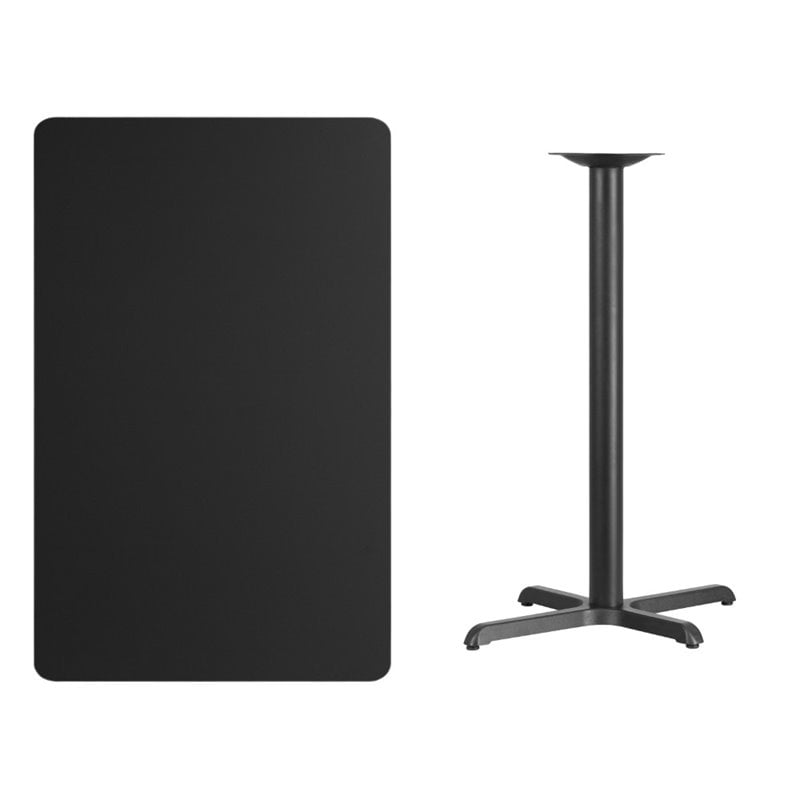 Bowery Hill Contemporary 30X48 Laminate Table-X-Base In Black