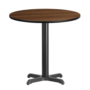 Bowery Hill 30&quot Round Restaurant Dining Table in Black and Walnut
