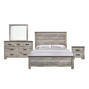 Bowery Hill King Panel 4PC Bedroom Set - Bed & Dresser & Mirror & Nightstand