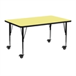 Bowery Hill Rectangular Thermal Fused Top Mobile Activity Table in Yellow