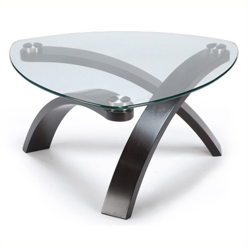 Bowery Hill Modern Pie Shaped Cocktail Table in Hazelnut Finish