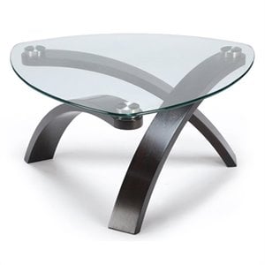 Bowery Hill Modern Pie Shaped Cocktail Table in Hazelnut Finish