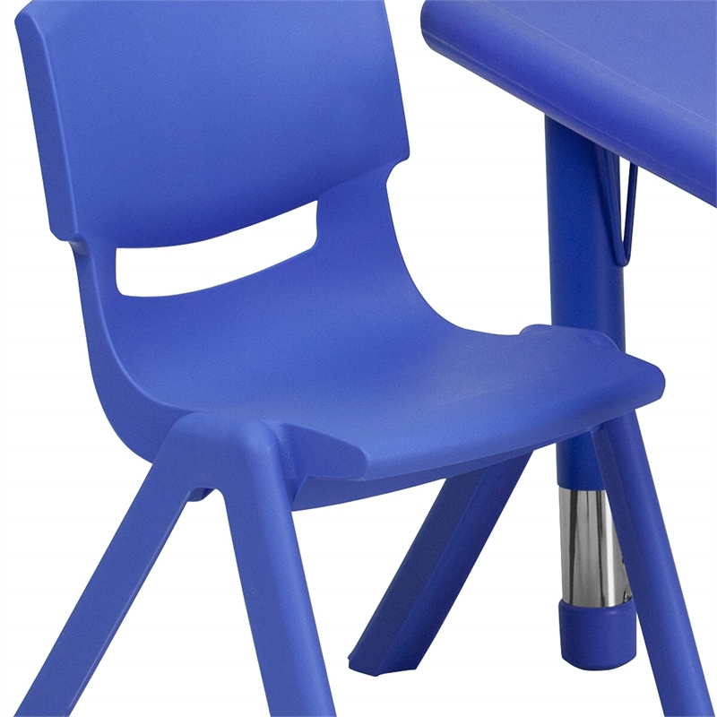 Bowery Hill 3 Piece Square Adjustable Activity Table Set in Blue