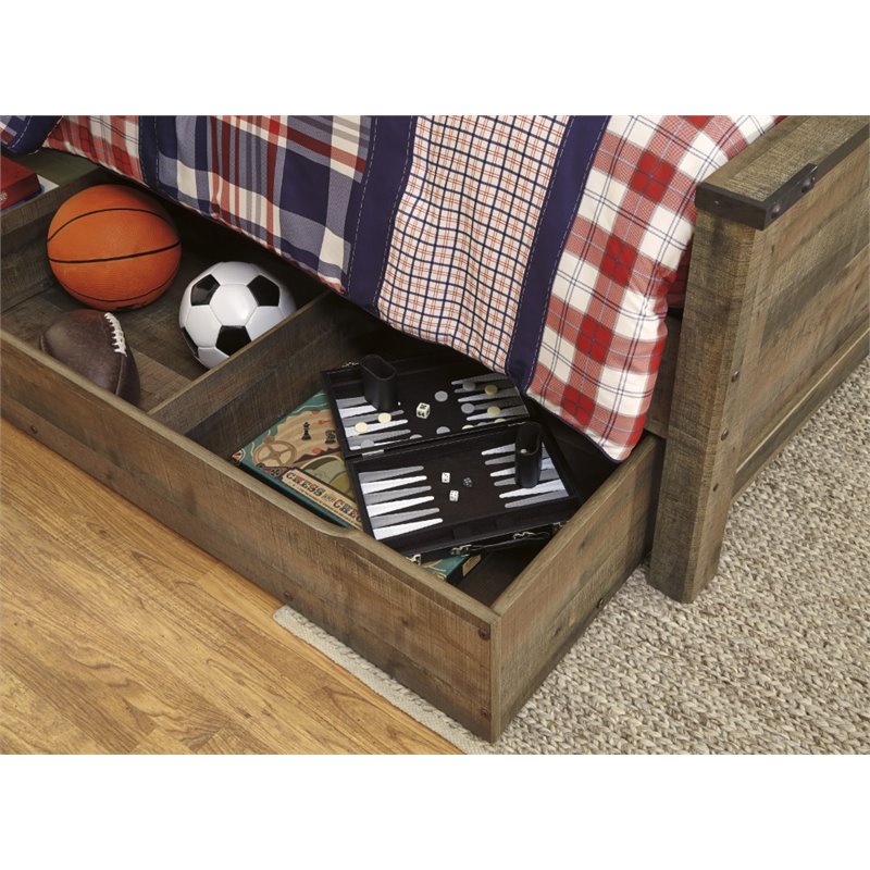 Bowery Hill Contemporary Full Panel Bed with 1-Large Storage Drawer in Brown