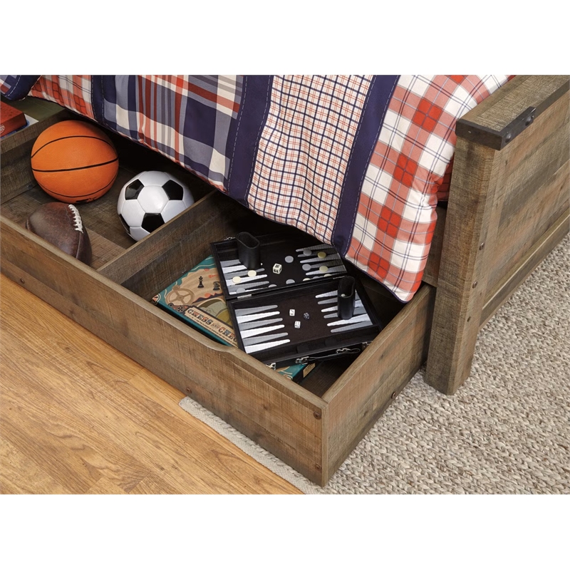 Bowery Hill Contemporary Full Panel Bed with 1-Large Storage Drawer in Brown