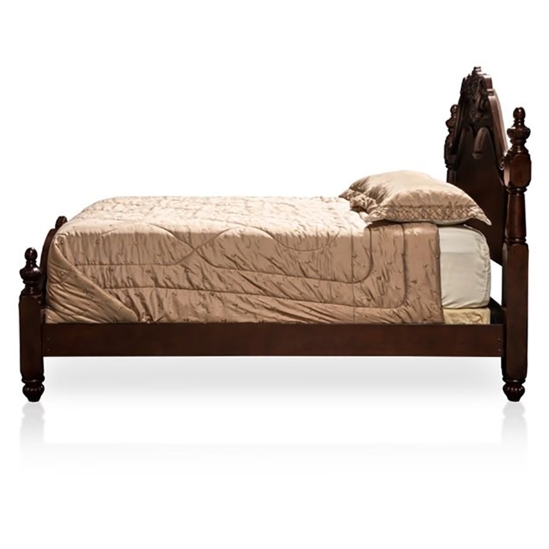 Bowery Hill Traditional Wood King Poster Bed in Cherry Finish
