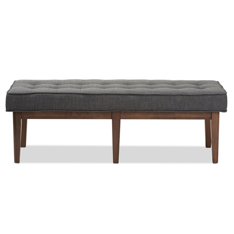 Bowery Hill Contemporary Button Tufted Dining Bench in Dark Gray