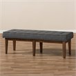 Bowery Hill Contemporary Button Tufted Dining Bench in Dark Gray