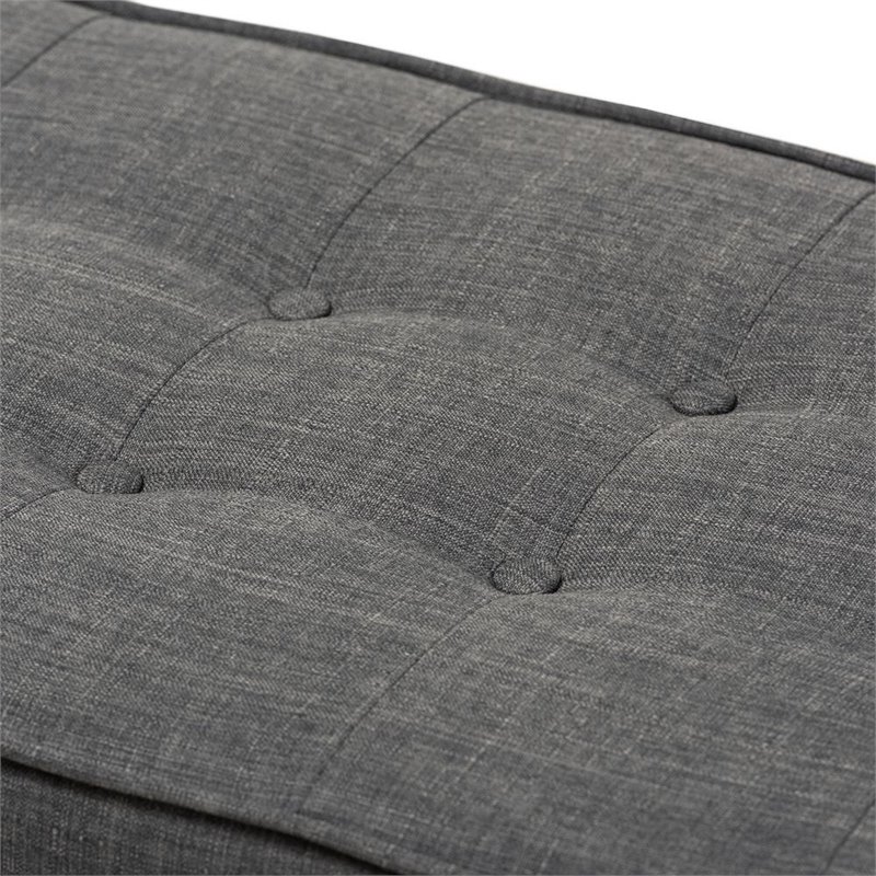 Bowery Hill Contemporary Button Tufted Dining Bench in Dark Gray