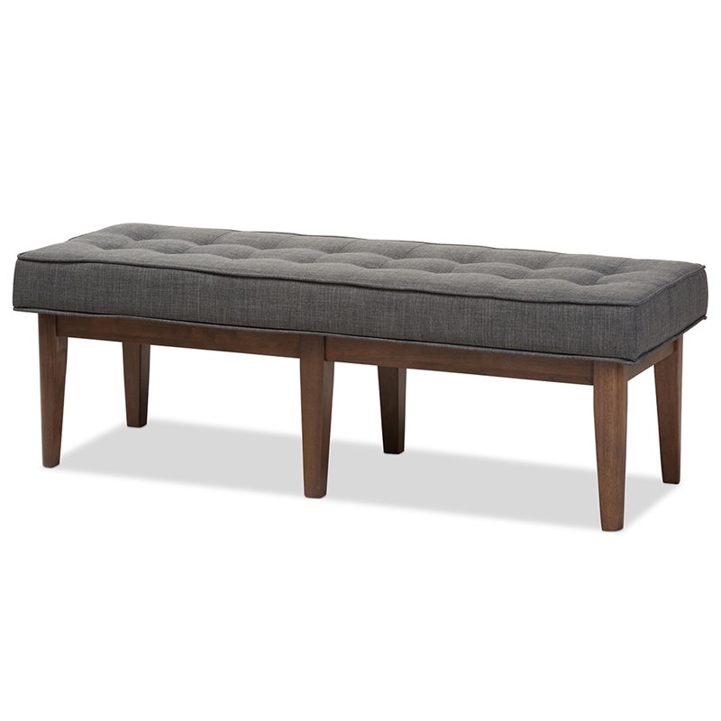 Bowery Hill Contemporary Button Tufted Dining Bench in Dark Gray