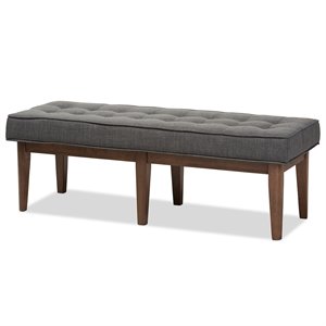 Bowery Hill Contemporary Button Tufted Dining Bench in Dark Gray