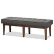 Bowery Hill Contemporary Button Tufted Dining Bench in Dark Gray