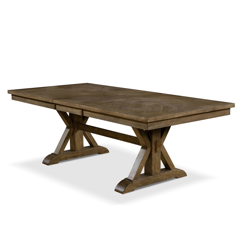 Bowery Hill Rustic Wood Extendable Dining Table in Rustic Brown