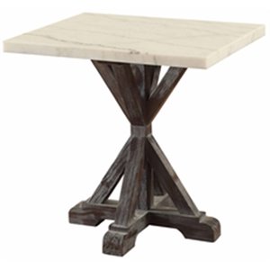 Bowery Hill 24&quot Marble Top End Table in White and Weathered Espresso