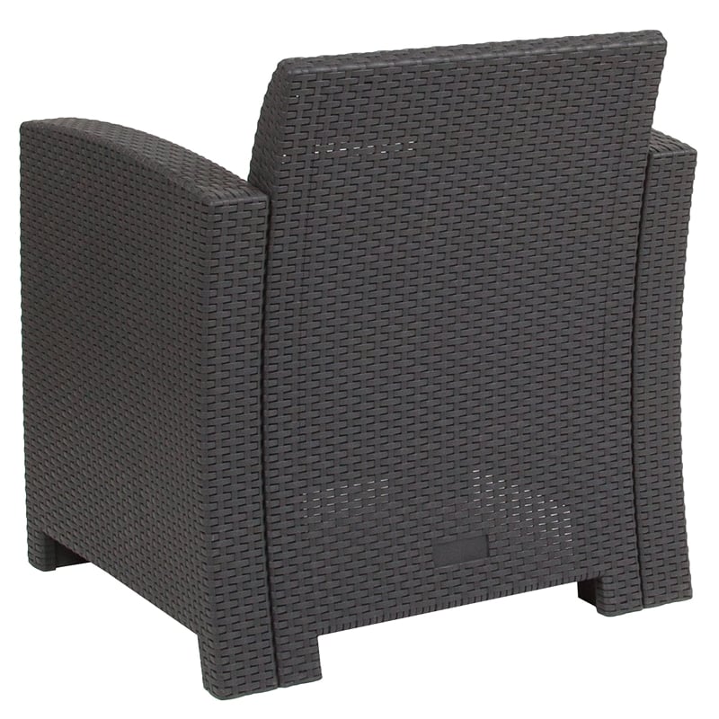 Bowery Hill Contemporary Wicker / Rattan Patio Chair in Dark Gray