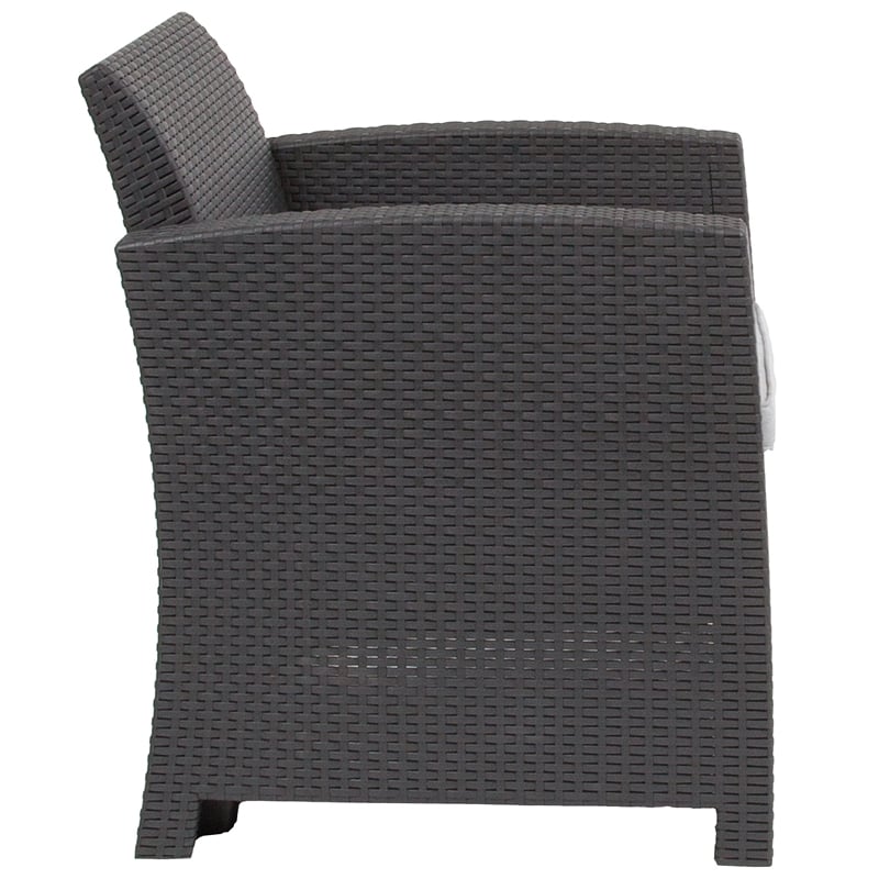 Bowery Hill Contemporary Wicker / Rattan Patio Chair in Dark Gray