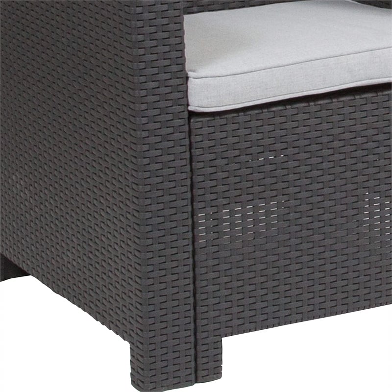 Bowery Hill Contemporary Wicker / Rattan Patio Chair in Dark Gray