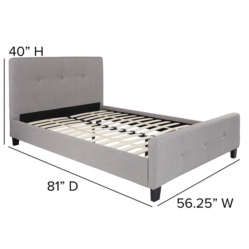 Bowery Hill Contemporary Tufted Full Platform Bed in Light Gray