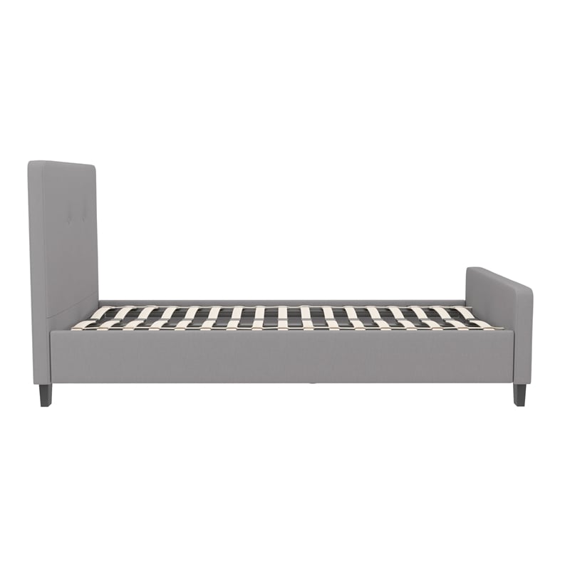Bowery Hill Contemporary Tufted Full Platform Bed in Light Gray