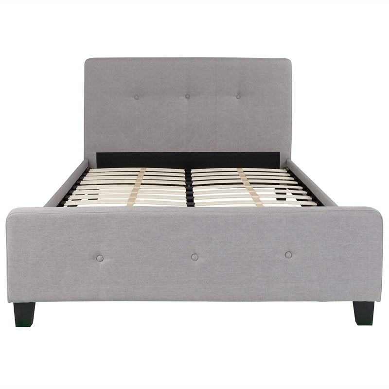 Bowery Hill Contemporary Tufted Full Platform Bed in Light Gray