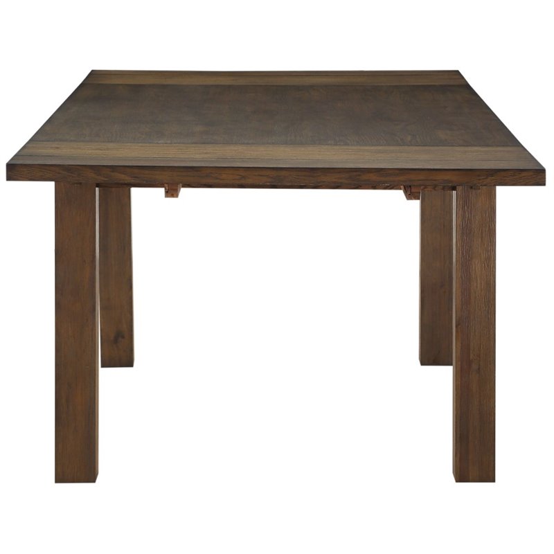 Bowery Hill Rectangular Wooden Dining Table with Extension Leaf in Dark Oak