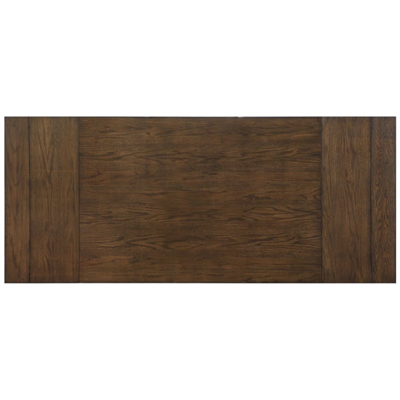 Bowery Hill Rectangular Wooden Dining Table with Extension Leaf in Dark Oak