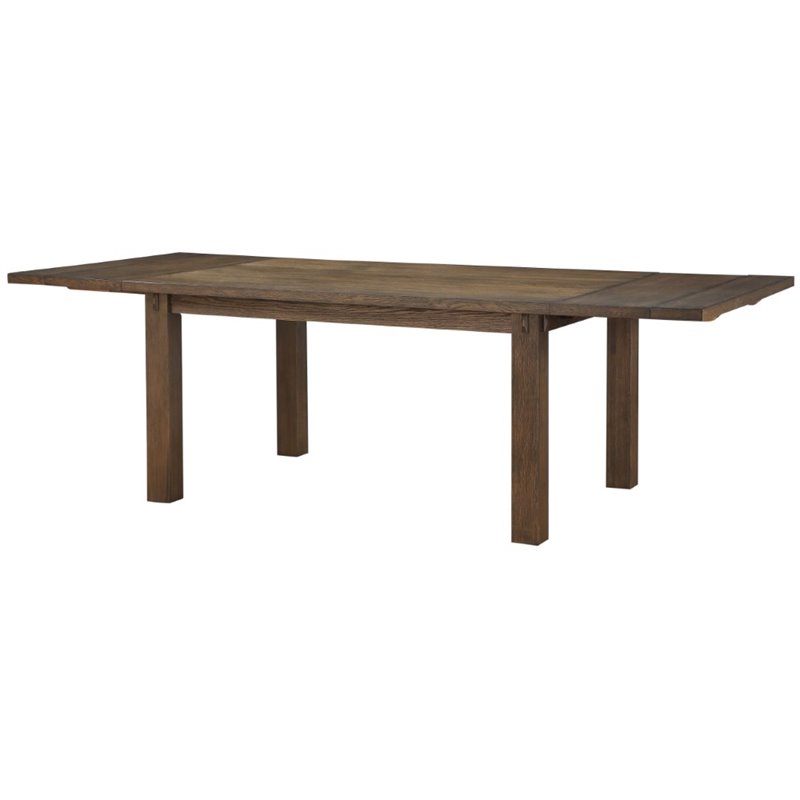 Bowery Hill Rectangular Wooden Dining Table with Extension Leaf in Dark Oak