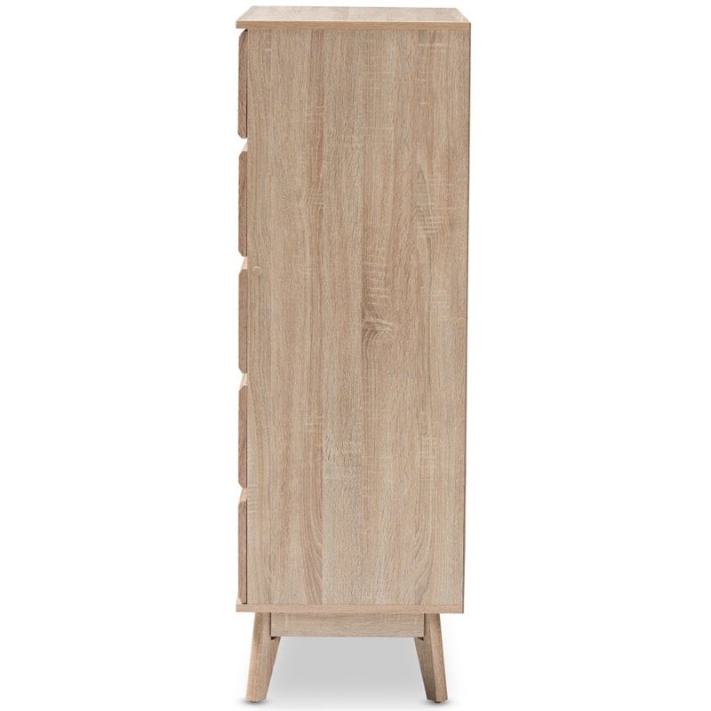 Bowery Hill 5 Drawer Modern Chest in Light Oak and Dark Grey