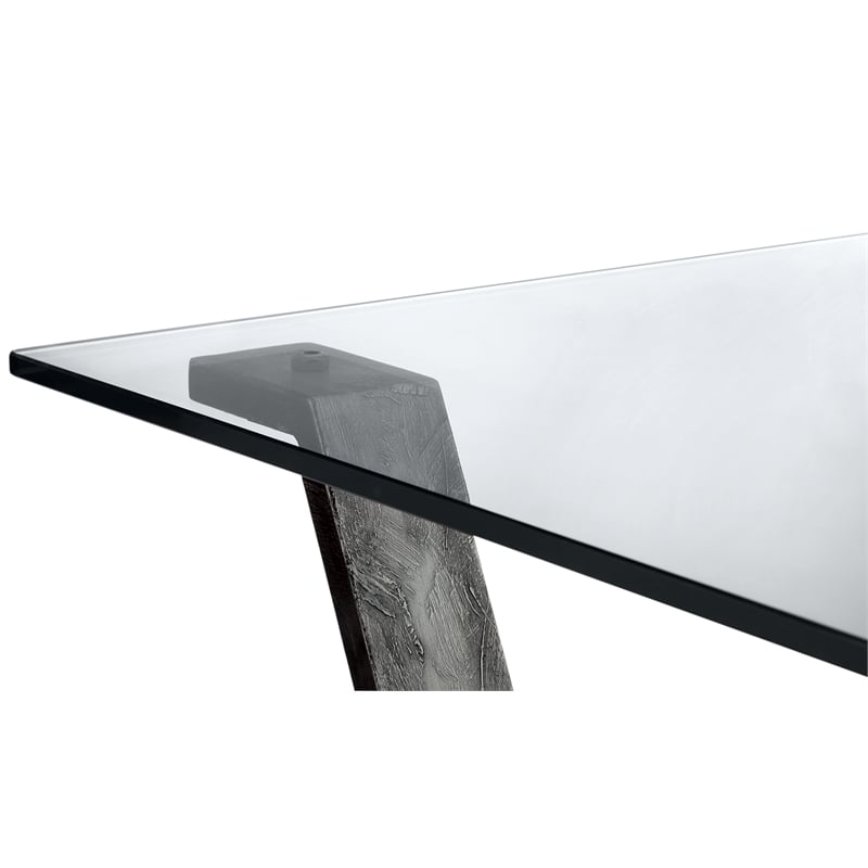 Bowery Hill Reclaimed Wood Brown Cocktail Table Rectangular Tempered Glass