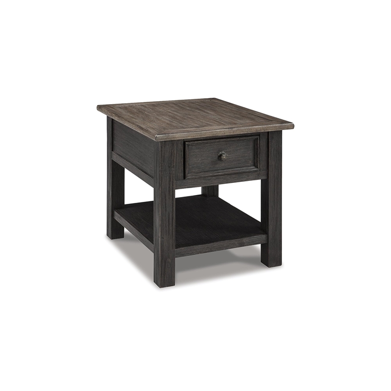 Bowery Hill Solid Wood Grayish Brown End Table Rectangular 25.13