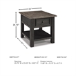Bowery Hill Solid Wood Grayish Brown End Table Rectangular 25.13