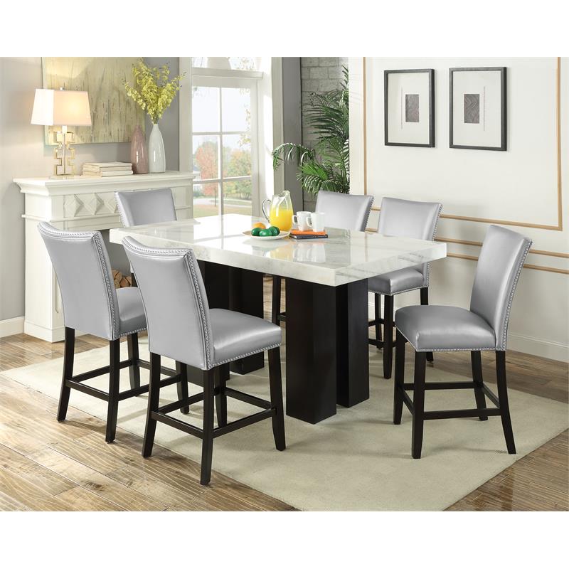 Bowery Hill White Marble Top Rectanglular Counter Height Dining Table