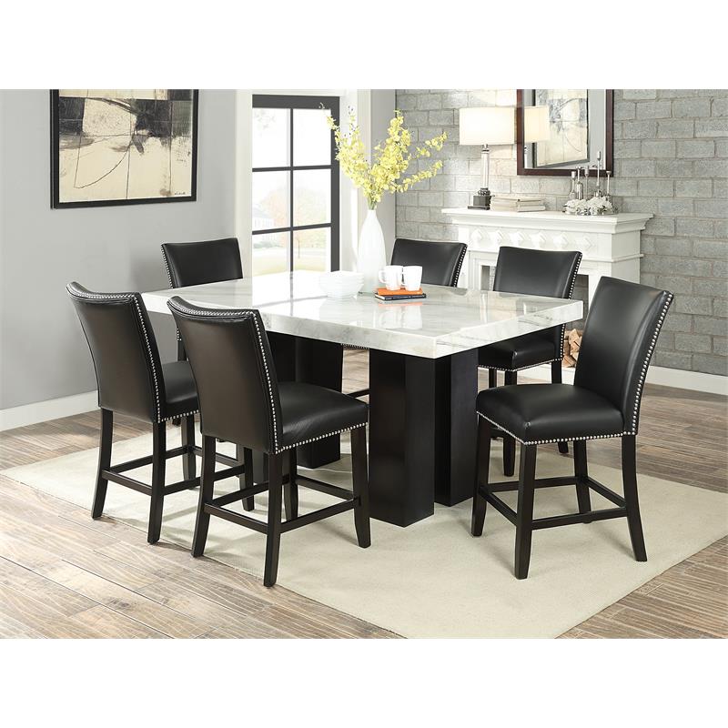 Bowery Hill White Marble Top Rectanglular Counter Height Dining Table