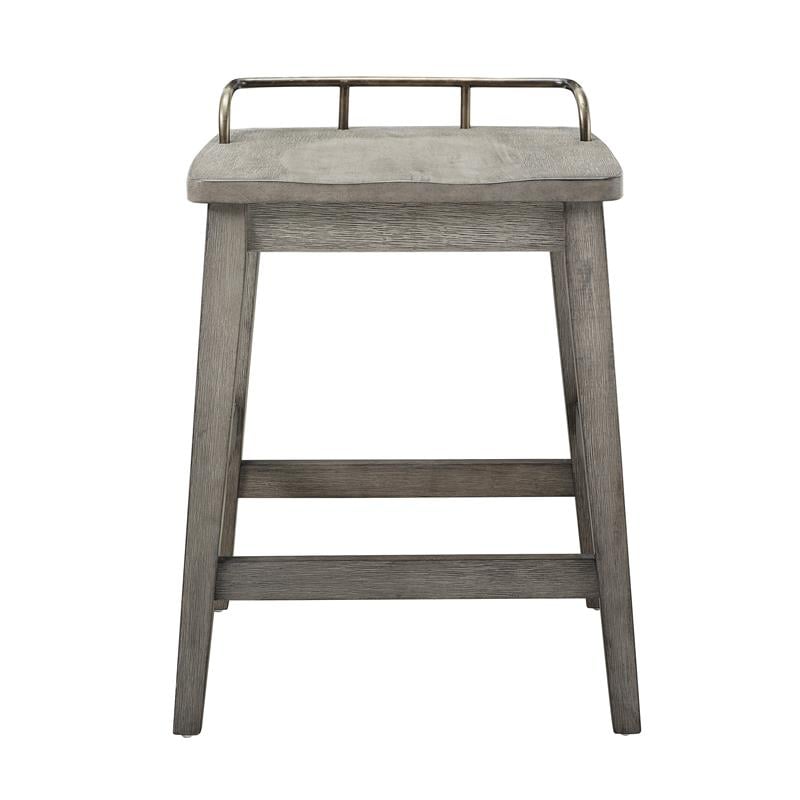 Bowery Hill Solid Wood Smokey Oak Counter Stool Decorative Galley Rail Rustic 19