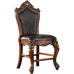 Bowery Hill Counter Height Chair Set of 2 in Cherry Oak and PU