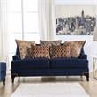 Bowery Hill Transitional Soft Texture Chenille Loveseat in Navy