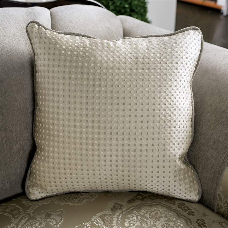 Bowery Hill Traditional Soft Texture Chenille Upholstered Sofa in Ivory